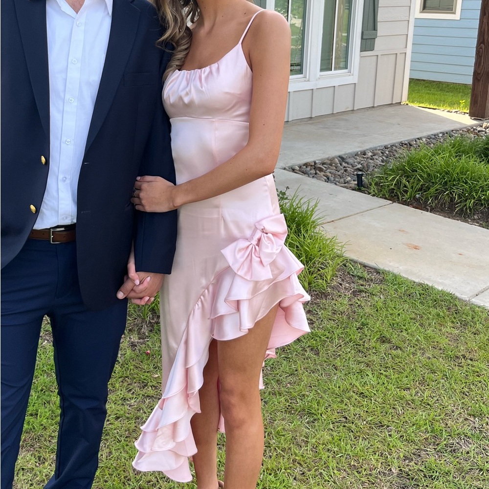 Pink Midi Dress with Bow